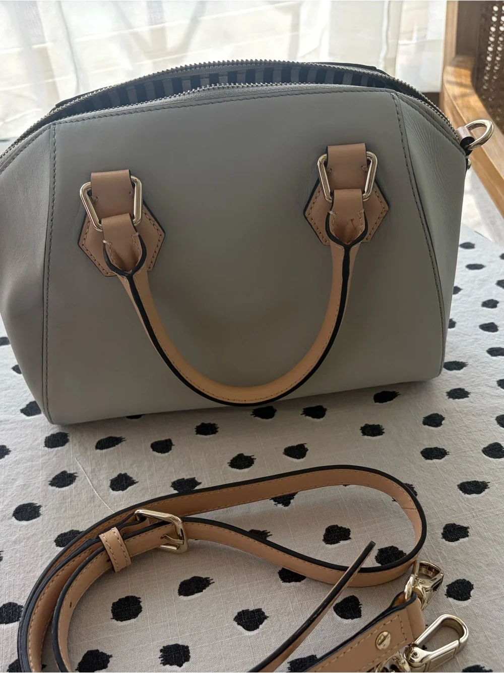 kate spade Gray and Tan Leather Dome Crossbody Bag
